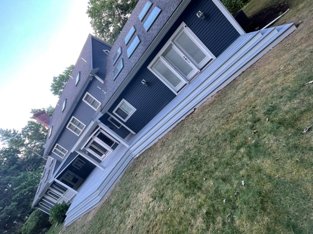 Deck building, covered section, and steps in Westwood, MA