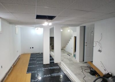 Professional tools and trim materials ready for the finishing phase